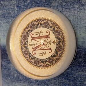 M Paperweight. Approximately 3 1/2 inches  wide